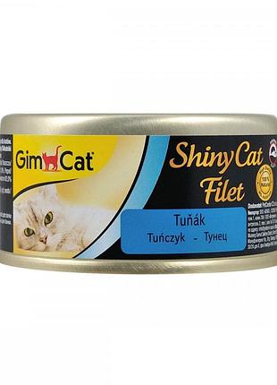 Корм влажный gimcat shiny cat filet для котов с тунцом 70 г