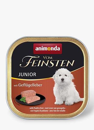 Корм влажный vom feinsten junior with poultry liver для щенков с птицей печенью 150 г
