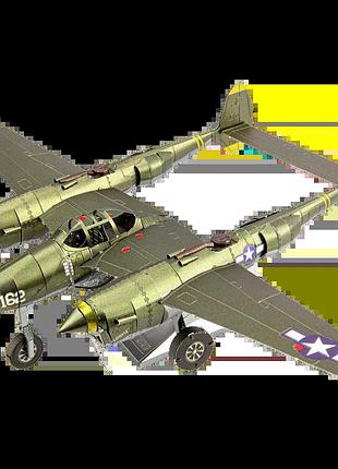 Металевий 3d конструктор "винищувач p-38 lightning", metal earth, icx143