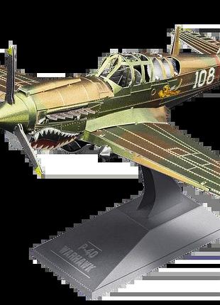 Металевий 3d конструктор "винищувач p-40 warhawk", metal earth, mms213
