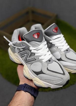 New balance 9060 серый красный язык