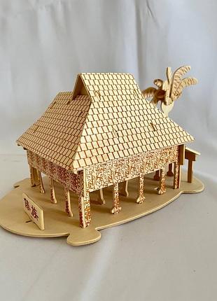 3d дерев’яний пазл будинок, конструктор для дітей 6+, роздріб/гурт