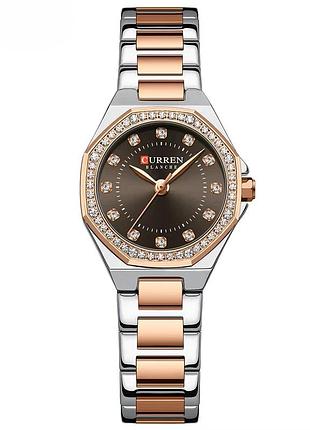 Наручний годинник curren 9100 silver-rose gold-brown