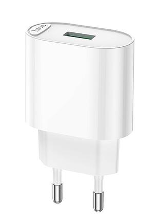 Зарядное устройство hoco fighter single port charger c109a | 1usb, 18w/3a, qc | white