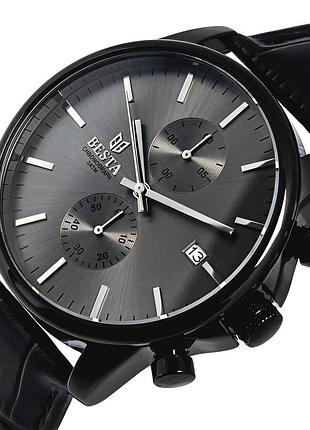 Чоловічий годинник besta mars premium leather black