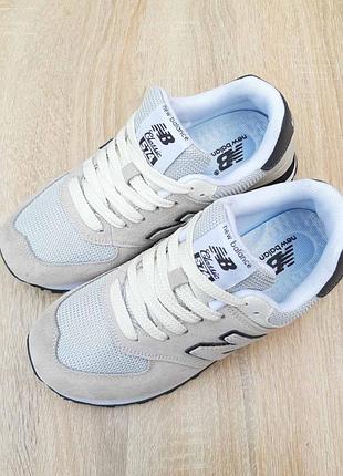 New balance 574 classic свет серые (серая пятка)