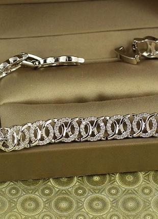 Браслет xuping jewelry тандем 16.5 см 9 мм серебристый love-shopping