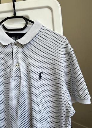 Футболка чоловіча поло  біла в крапки  polo ralph lauren l xl