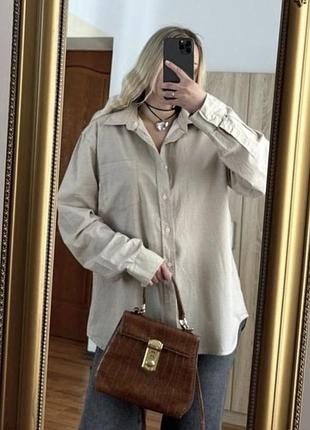Сорочка бежева жіноча подовжена цупка бавовна розмір l/xl