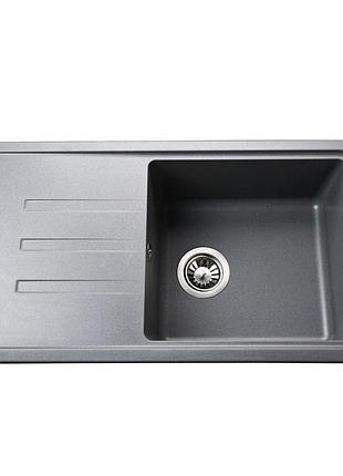 Гранітна мийка globus lux lugano сірий металік 780х435мм-а0003