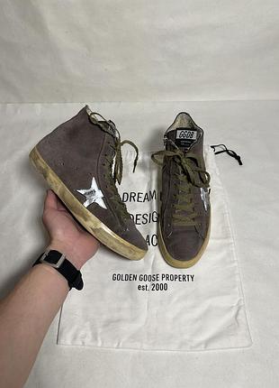Високі кеди чоловічі/ жіночі golden goose francy оригінал luxury high top кеди ggdb italy розмір 39 , преміальна замша , коричневі
