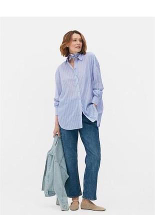 Котонова оверсайз сорочка рубашка в полоску primark