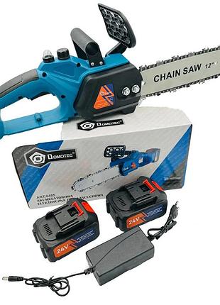 Дачная пилка domotec chain saw 12" (30см), экологичная цепная пила kq-602 на аккумуляторах