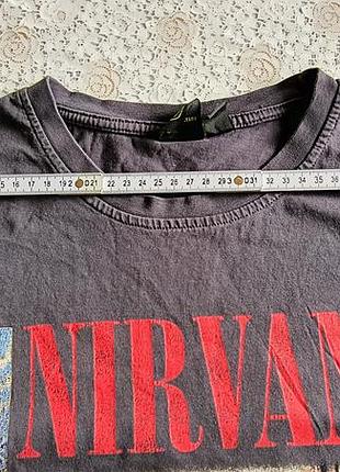 Серая мерч футболка nirvana от primark (размер xs / oversize посадка)