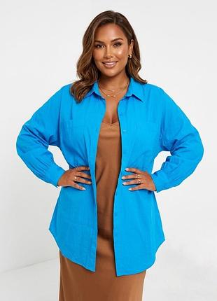 Ярко-синяя рубашка оверсайз primark из 100% хлопка, размер uk 20 (4xl)