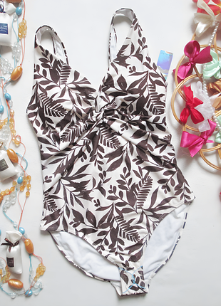 Слитный моделирующий купальник в тропический принт primark 01-25🌴🌼🌴