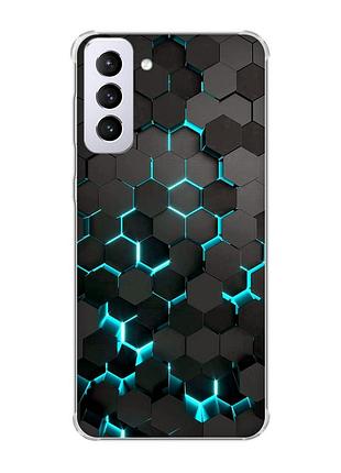 Чехол с утолщёнными углами на samsung galaxy s21 plus :: соты 3d (принт 357)