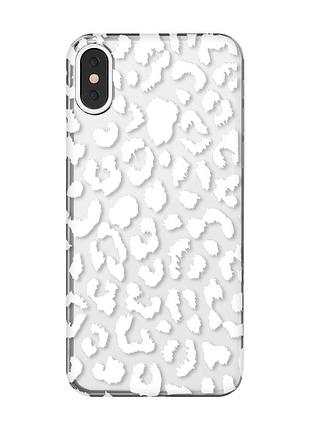 Прозрачный чехол на iphone x / xs :: леопардовый принт белый (принт 375)