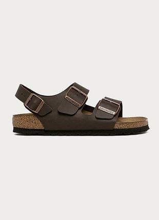 Шльопанці сандалі birkenstock milano оригінал 🔥  коричневий натуральна шкіра,36