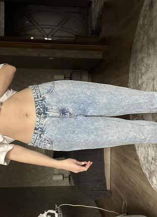 Джинсы женские pull &amp; bear размер 40 мм-джинсы варенка светло-голубые высокая посадка