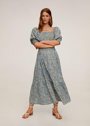 Ніжна сукня міді жіноча mango з smock-зборкою та квітковим принтом m