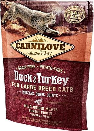 Carnilove cat large breed з качкою та індичкою сухий корм для кішок великих порід 400 г
