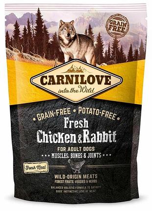 Carnilove fresh chicken rabbit for adult dogs сухий корм для дорослих собак усіх порід з куркою та кроликом, 1,5 кг