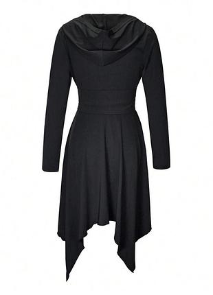 Черное платье миди с капюшоном shein curve, асимметричный низ, размер 3xl (uk 22)