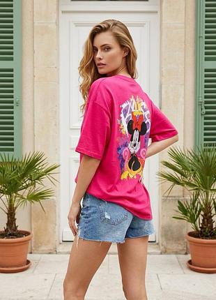 Футболка оверсайз с принтом накатом minnie с обеих сторон