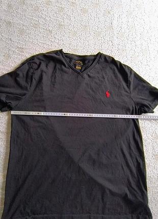 Брендовая черная футболка polo ralph lauren с v-вырезом