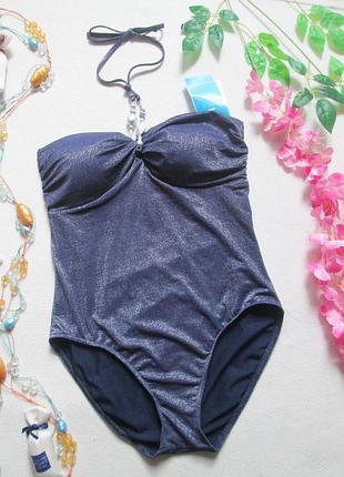 Суцільний блискучий купальник бандо з люрексом m&s 🌴🌼🌴