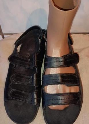 Сандалии кожаные на липучках черные женские 
dr.scholl's