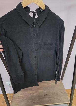 шелковая черная блуза marks &amp; spencer (autograph) с открытой спиной m/l