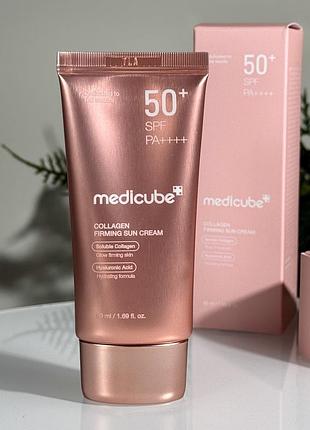 Солнцезащитный крем с сияющим эффектом medicube collagen firming sun cream spf50 (50 ml)