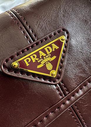 Prada medium leather shoulder chocolate/gold 2