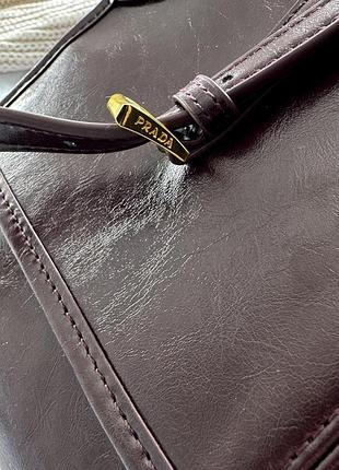 Prada medium leather shoulder chocolate/gold 3