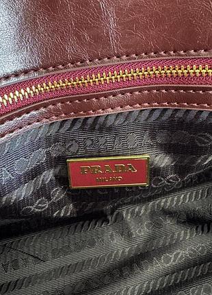 Prada medium leather shoulder chocolate/gold 4