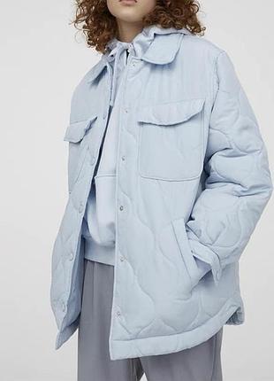 Демисезонная женская стеганая голубая куртка, h&amp;m, l