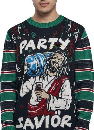 Свитер мужской оверсайз с принтом urban classics savior ugly christmas