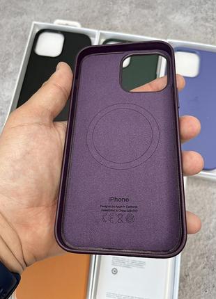 Чехол leather case magsafe + animation full size iphone 13 / sequoia green / кожаный чехол для айфон / анимация 8