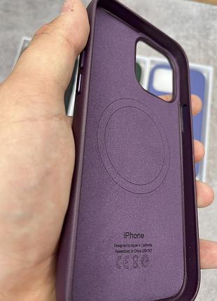 Чехол leather case magsafe + animation full size iphone 13 / sequoia green / кожаный чехол для айфон / анимация 9