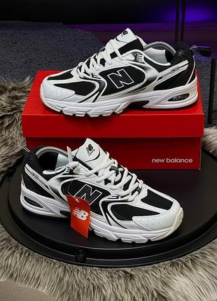 Кроссовки мужские new balance 530 (черно-белые) демисезонные весна-лето-осень кожа текстиль размер 41-45 новые 37-12