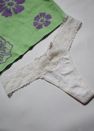 Нежные хлопковые трусики стринги victorias secret s