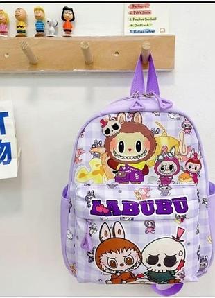Новий (з біркою) дитячий шкільний рюкзак з labubu, фіолетовий актуальний портфель лабубу