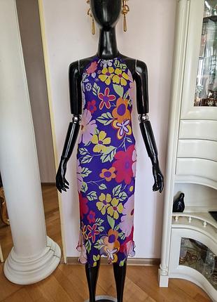Шовкове мідіплаття versace jeans couture з відкритою спиною (італія) — оригінал