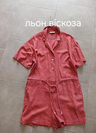 Комбинезон с шортами с льном