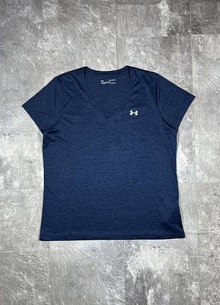 Жіноча спортивна футболка under armour андер армор xl оригінал синя меланж для бігу фітнесу тренувань heatgear