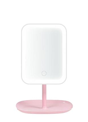 Зеркало настольное led makeup mirror wd-008, аккумуляторное, сенсорное, 3 режима подсветки