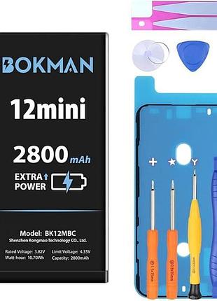 Аккумулятор для iphone 12 mini 2800mah — усиленная батарея bokman с набором инструментов для замены