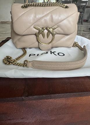 Pinko love bag mini бежева шкіряна сумка через плече оригінал